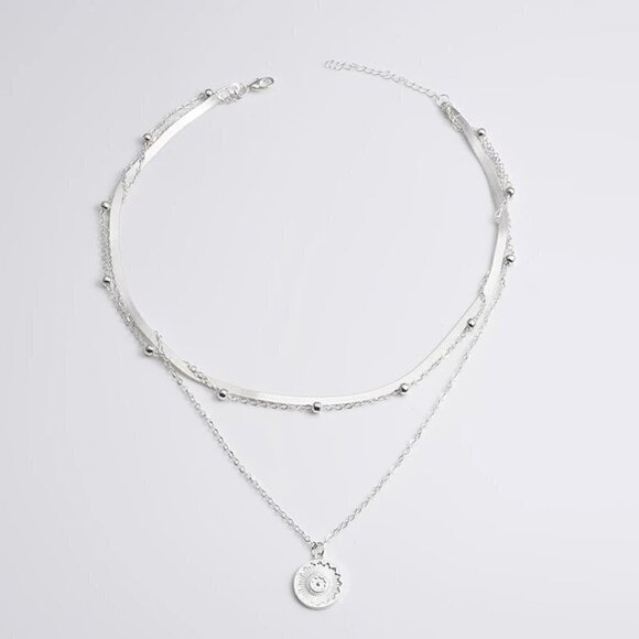 New Sun Pendant Necklace S925 Sterling Silver Multilayer Minimalist Celestial - Picture 3 of 9